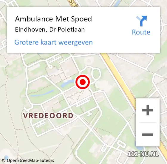 Locatie op kaart van de 112 melding: Ambulance Met Spoed Naar Eindhoven, Doctor Poletlaan op 31 oktober 2019 15:28