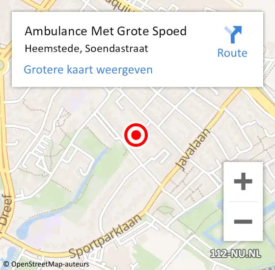 Locatie op kaart van de 112 melding: Ambulance Met Grote Spoed Naar Heemstede, Soendastraat op 31 oktober 2019 19:52