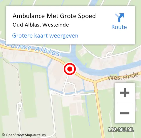 Locatie op kaart van de 112 melding: Ambulance Met Grote Spoed Naar Oud-Alblas, Westeinde op 1 november 2019 11:14