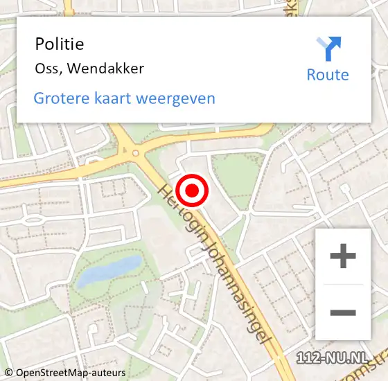 Locatie op kaart van de 112 melding: Politie Oss, Wendakker op 1 november 2019 11:32