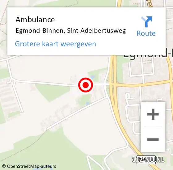 Locatie op kaart van de 112 melding: Ambulance Egmond-Binnen, Sint Adelbertusweg op 1 november 2019 21:10