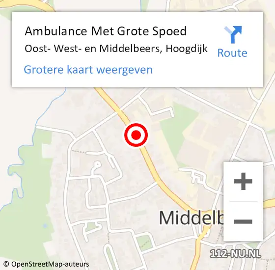 Locatie op kaart van de 112 melding: Ambulance Met Grote Spoed Naar Oost- West- en Middelbeers, Hoogdijk op 1 november 2019 21:27