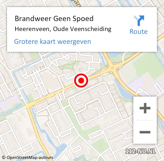 Locatie op kaart van de 112 melding: Brandweer Geen Spoed Naar Heerenveen, Oude Veenscheiding op 2 november 2019 10:40