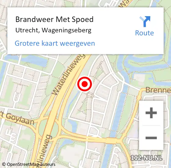 Locatie op kaart van de 112 melding: Brandweer Met Spoed Naar Utrecht, Wageningseberg op 3 november 2019 01:22