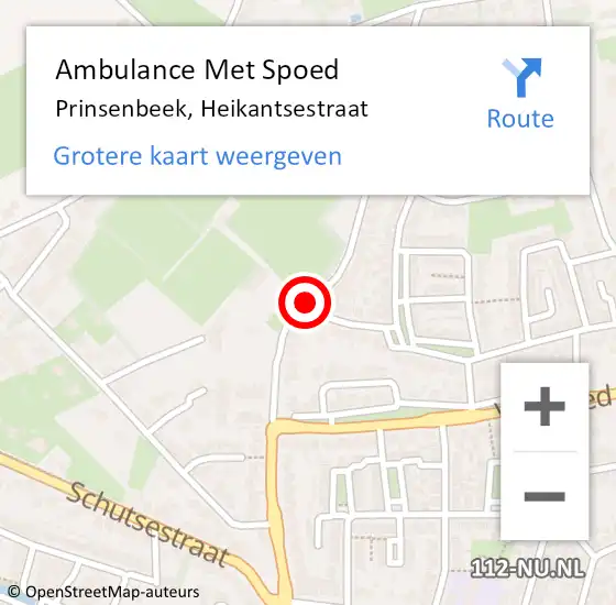Locatie op kaart van de 112 melding: Ambulance Met Spoed Naar Prinsenbeek, Heikantsestraat op 3 november 2019 11:20