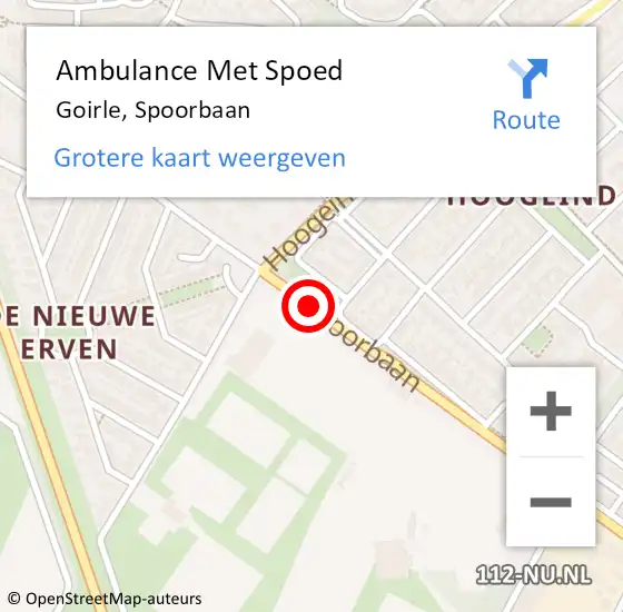 Locatie op kaart van de 112 melding: Ambulance Met Spoed Naar Goirle, Spoorbaan op 3 november 2019 13:54