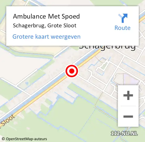 Locatie op kaart van de 112 melding: Ambulance Met Spoed Naar Schagerbrug, Grote Sloot op 3 november 2019 16:11