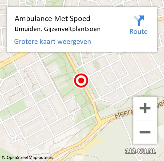 Locatie op kaart van de 112 melding: Ambulance Met Spoed Naar IJmuiden, Gijzenveltplantsoen op 3 november 2019 16:13