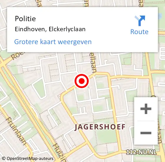 Locatie op kaart van de 112 melding: Politie Eindhoven, Elckerlyclaan op 3 november 2019 18:17
