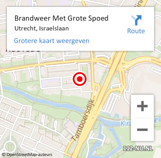 Locatie op kaart van de 112 melding: Brandweer Met Grote Spoed Naar Utrecht, Israelslaan op 3 november 2019 20:11