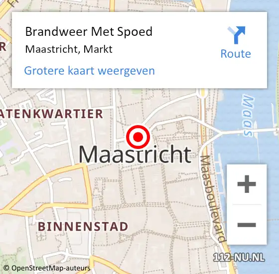 Locatie op kaart van de 112 melding: Brandweer Met Spoed Naar Maastricht, Markt op 3 november 2019 21:55