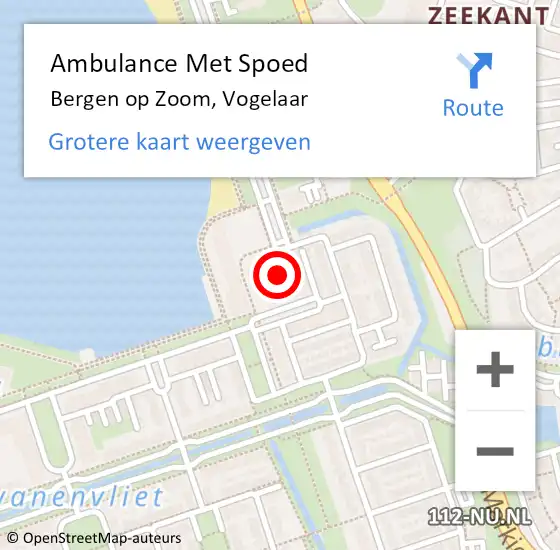 Locatie op kaart van de 112 melding: Ambulance Met Spoed Naar Bergen op Zoom, Vogelaar op 4 november 2019 02:36