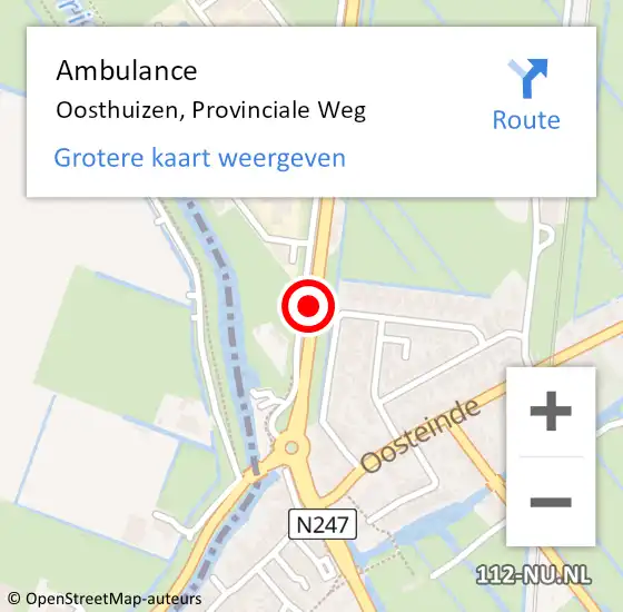 Locatie op kaart van de 112 melding: Ambulance Oosthuizen, N247 op 4 november 2019 06:46