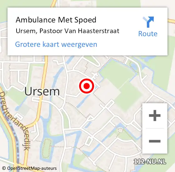 Locatie op kaart van de 112 melding: Ambulance Met Spoed Naar Ursem, Pastoor Van Haasterstraat op 4 november 2019 09:56
