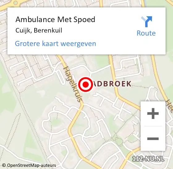 Locatie op kaart van de 112 melding: Ambulance Met Spoed Naar Cuijk, Berenkuil op 4 november 2019 10:41