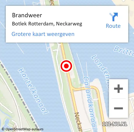 Locatie op kaart van de 112 melding: Brandweer Botlek Rotterdam, Neckarweg op 4 november 2019 13:25