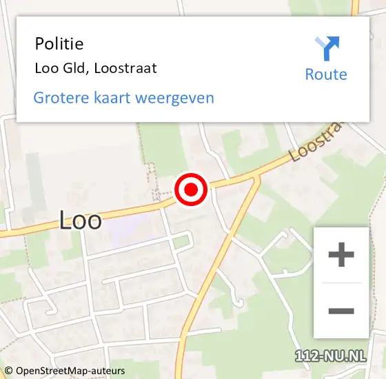Locatie op kaart van de 112 melding: Politie Loo Gld, Loostraat op 4 november 2019 15:27