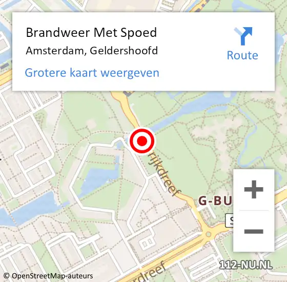 Locatie op kaart van de 112 melding: Brandweer Met Spoed Naar Amsterdam, Geldershoofd op 4 november 2019 18:19