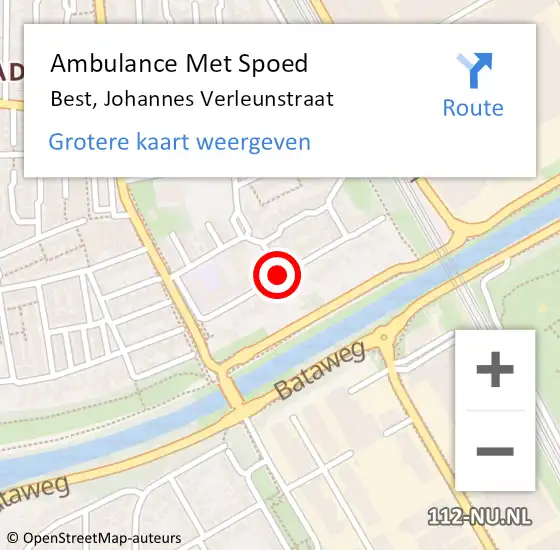 Locatie op kaart van de 112 melding: Ambulance Met Spoed Naar Best, Johannes Verleunstraat op 4 november 2019 19:56