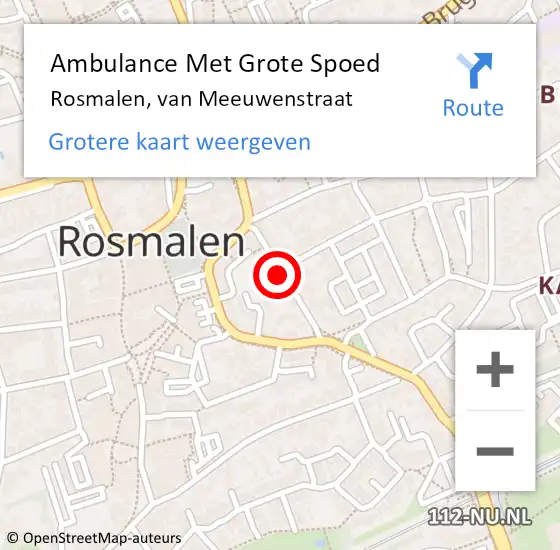Locatie op kaart van de 112 melding: Ambulance Met Grote Spoed Naar Rosmalen, van Meeuwenstraat op 4 november 2019 20:23