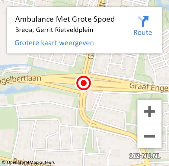 Locatie op kaart van de 112 melding: Ambulance Met Grote Spoed Naar Breda, Gerrit Rietveldplein op 4 november 2019 20:30