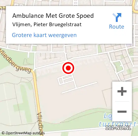 Locatie op kaart van de 112 melding: Ambulance Met Grote Spoed Naar Vlijmen, Pieter Bruegelstraat op 5 november 2019 07:19