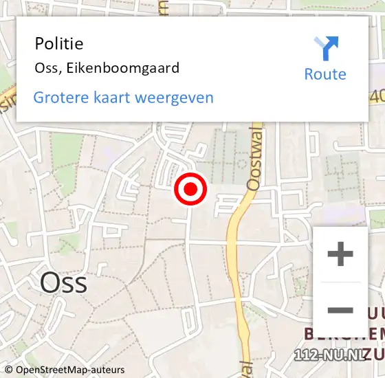 Locatie op kaart van de 112 melding: Politie Oss, Eikenboomgaard op 5 november 2019 09:23
