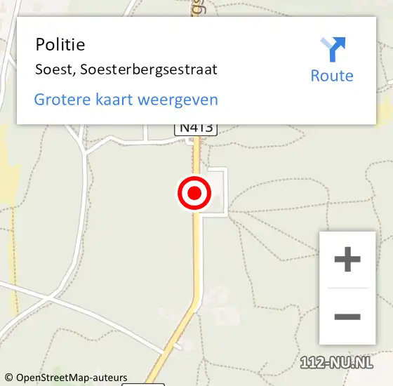 Locatie op kaart van de 112 melding: Politie Soest, Soesterbergsestraat op 5 november 2019 11:54