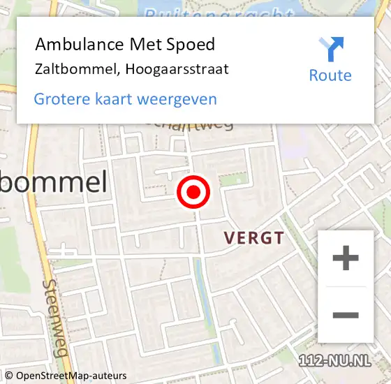 Locatie op kaart van de 112 melding: Ambulance Met Spoed Naar Zaltbommel, Hoogaarsstraat op 5 november 2019 15:35