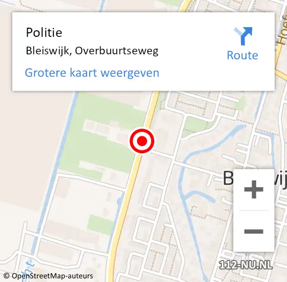 Locatie op kaart van de 112 melding: Politie Bleiswijk, Overbuurtseweg op 5 november 2019 16:11