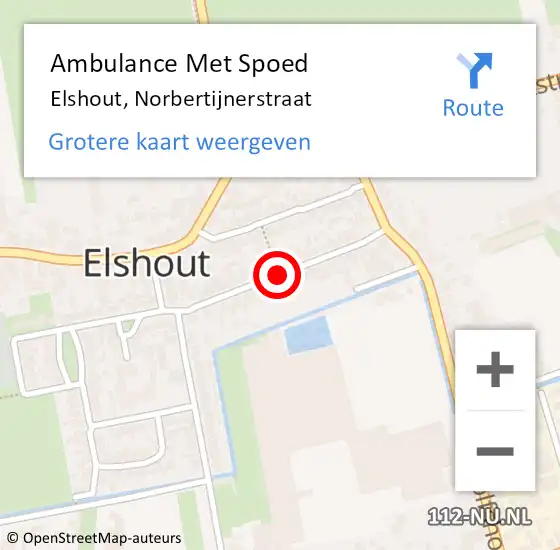 Locatie op kaart van de 112 melding: Ambulance Met Spoed Naar Elshout, Norbertijnerstraat op 5 november 2019 17:53