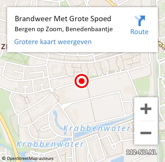 Locatie op kaart van de 112 melding: Brandweer Met Grote Spoed Naar Bergen op Zoom, Benedenbaantje op 6 november 2019 00:12