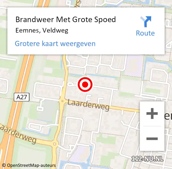Locatie op kaart van de 112 melding: Brandweer Met Grote Spoed Naar Eemnes, Veldweg op 6 november 2019 07:48