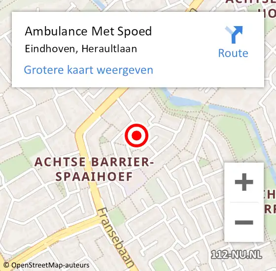 Locatie op kaart van de 112 melding: Ambulance Met Spoed Naar Eindhoven, Heraultlaan op 6 november 2019 09:10