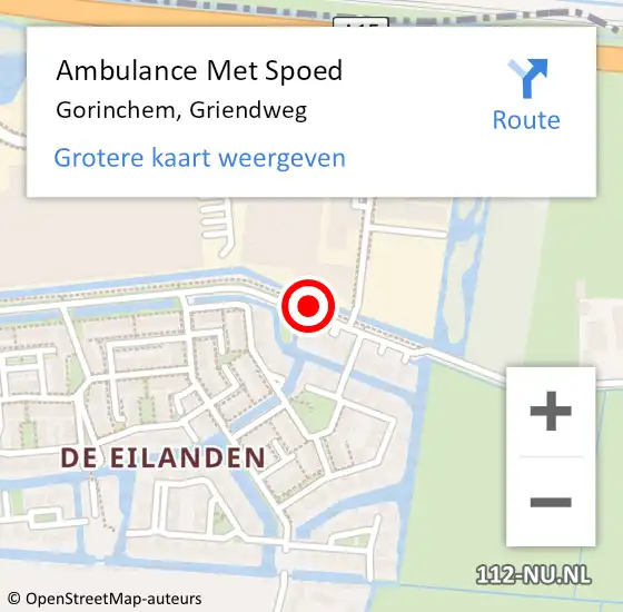 Locatie op kaart van de 112 melding: Ambulance Met Spoed Naar Gorinchem, Griendweg op 6 november 2019 09:37