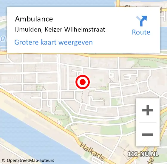 Locatie op kaart van de 112 melding: Ambulance IJmuiden, Keizer Wilhelmstraat op 6 november 2019 12:57