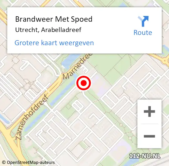 Locatie op kaart van de 112 melding: Brandweer Met Spoed Naar Utrecht, Arabelladreef op 6 november 2019 13:41