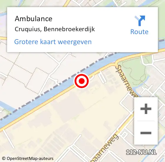 Locatie op kaart van de 112 melding: Ambulance Cruquius, Bennebroekerdijk op 6 november 2019 16:39