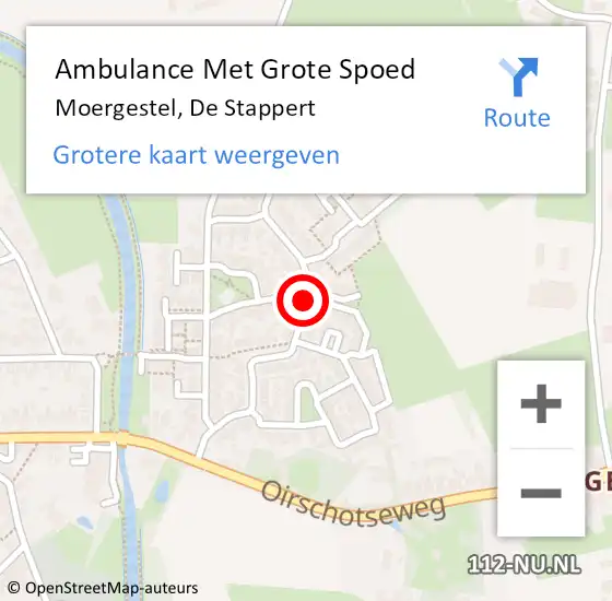 Locatie op kaart van de 112 melding: Ambulance Met Grote Spoed Naar Moergestel, De Stappert op 6 november 2019 17:52