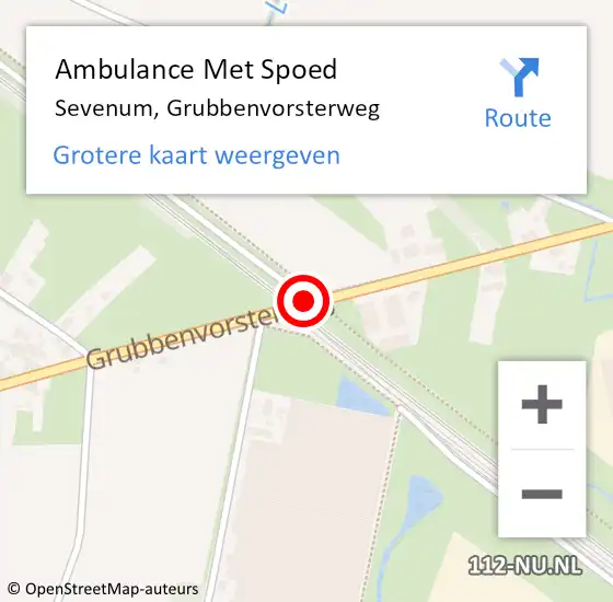 Locatie op kaart van de 112 melding: Ambulance Met Spoed Naar Sevenum, Grubbenvorsterweg op 6 november 2019 20:54