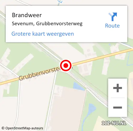 Locatie op kaart van de 112 melding: Brandweer Sevenum, Grubbenvorsterweg op 6 november 2019 21:00