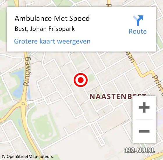 Locatie op kaart van de 112 melding: Ambulance Met Spoed Naar Best, Johan Frisopark op 7 november 2019 06:30