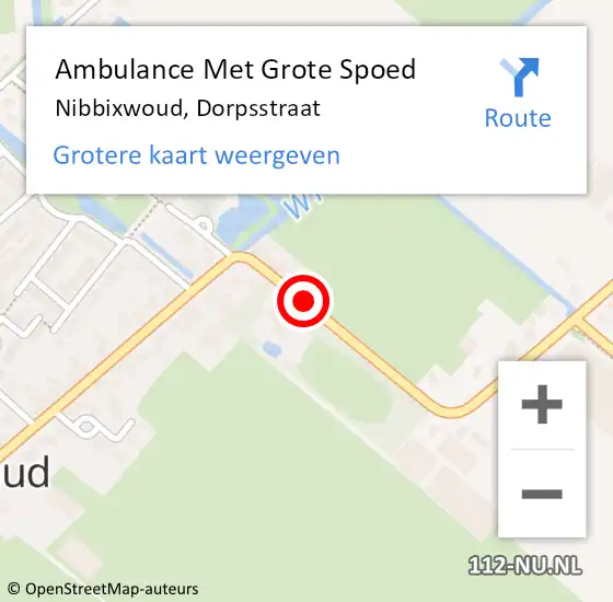 Locatie op kaart van de 112 melding: Ambulance Met Grote Spoed Naar Nibbixwoud, Dorpsstraat op 7 november 2019 09:42