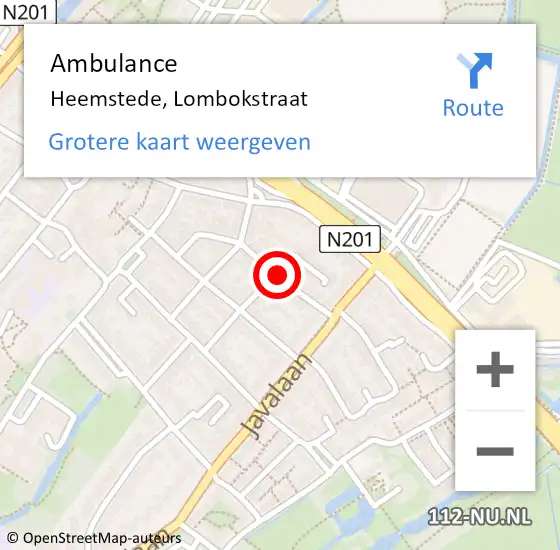 Locatie op kaart van de 112 melding: Ambulance Heemstede, Lombokstraat op 7 november 2019 10:02