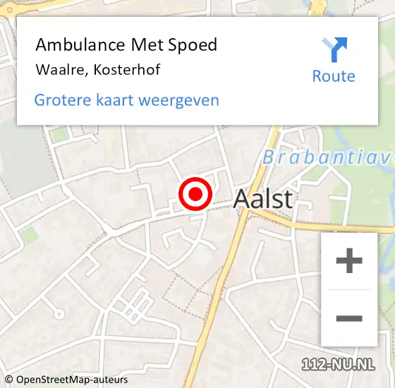 Locatie op kaart van de 112 melding: Ambulance Met Spoed Naar Waalre, Kosterhof op 7 november 2019 10:10