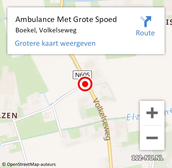 Locatie op kaart van de 112 melding: Ambulance Met Grote Spoed Naar Boekel, Volkelseweg op 7 november 2019 10:32