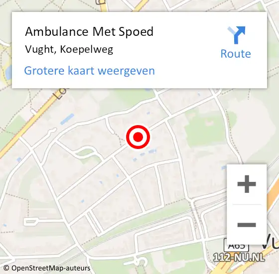 Locatie op kaart van de 112 melding: Ambulance Met Spoed Naar Vught, Koepelweg op 7 november 2019 10:41