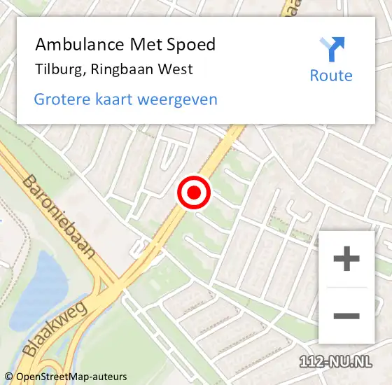 Locatie op kaart van de 112 melding: Ambulance Met Spoed Naar Tilburg, Ringbaan West op 7 november 2019 12:20