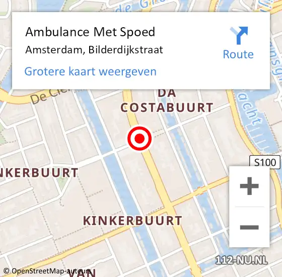 Locatie op kaart van de 112 melding: Ambulance Met Spoed Naar Amsterdam, Bilderdijkstraat op 7 november 2019 12:42