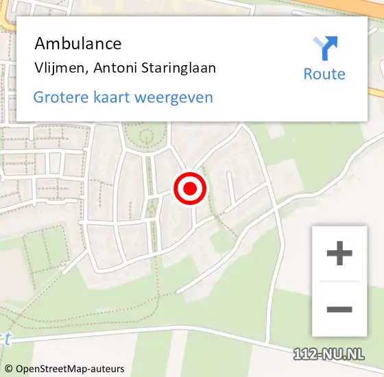 Locatie op kaart van de 112 melding: Ambulance Vlijmen, Antoni Staringlaan op 7 november 2019 14:21